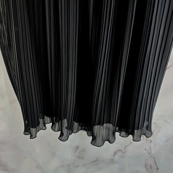 Alex Evenings Skirt Womens Medium Black Pleated Lettuce Hem Shift Ruffle - Picture 7 of 9